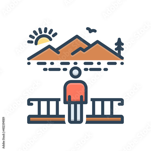 Color illustration icon for overlook