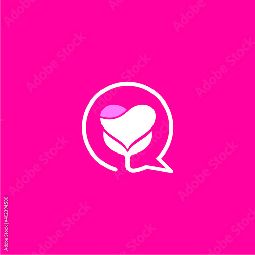 love rose chat flower logo design