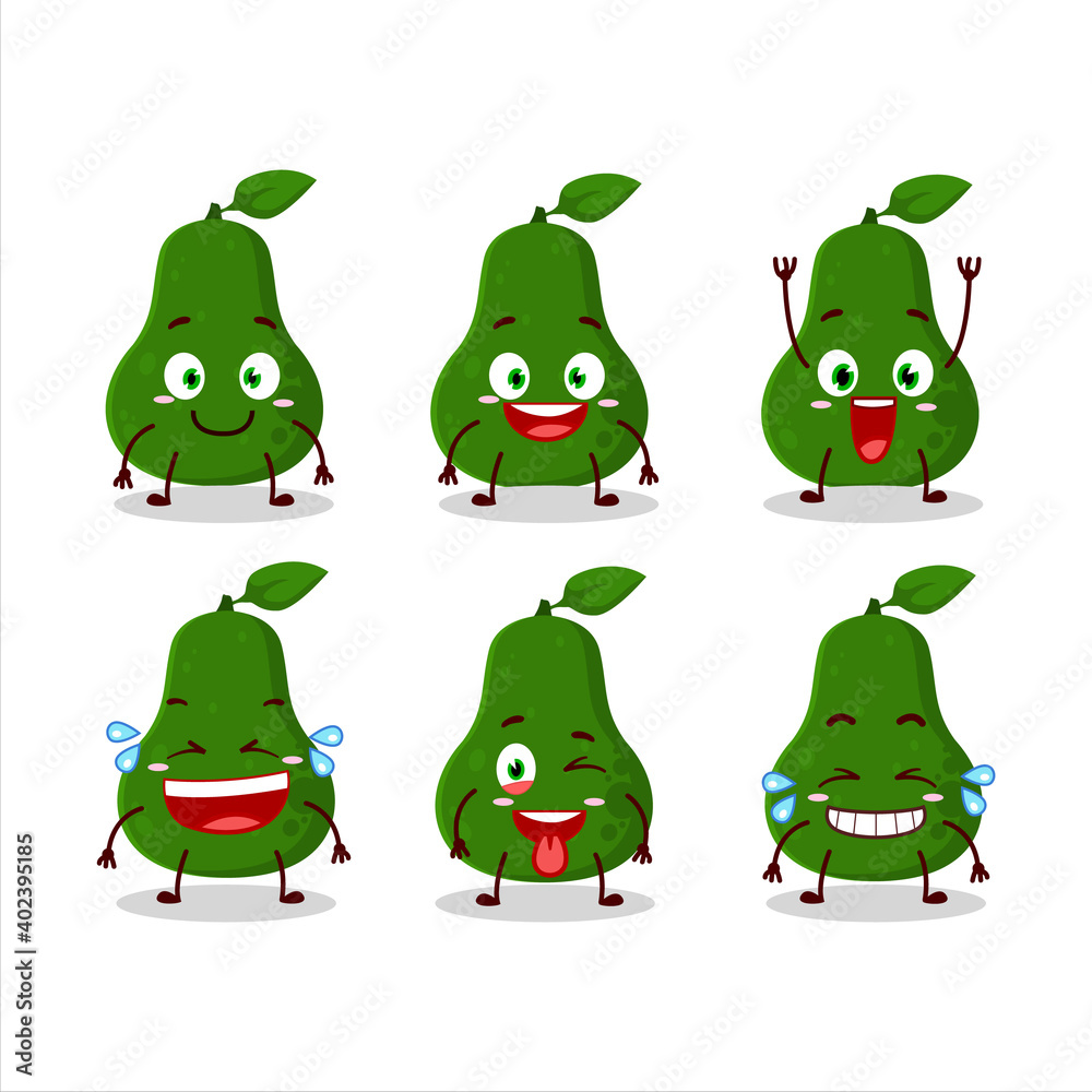 Cartoon character of avocado with smile expression Cartoon character of avocado with smile expression
