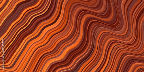 Dark Orange vector background with curves.