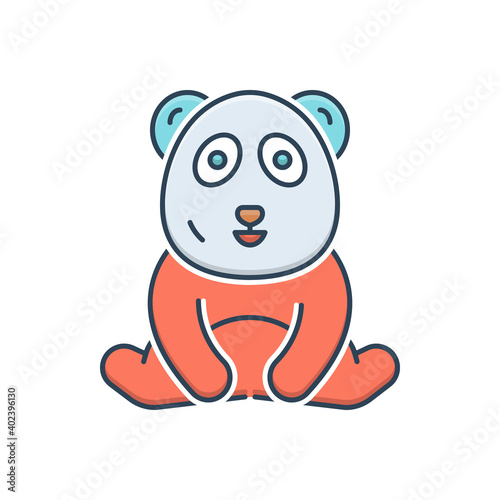 Color illustration icon for panda