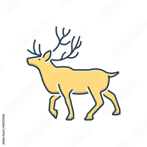 Color illustration icon for reindeer