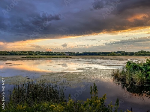 sunset over the river