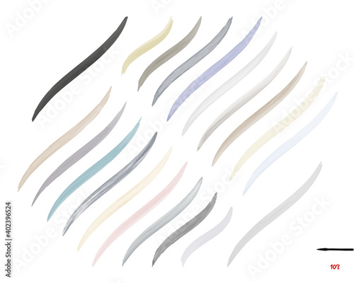 Set of 103 watercolor art brushes for illustrator, drawing, anime, manga, story book coloring, water effect, sumi-e, Japanese / Chinese calligraphy. Created using AI CS6.