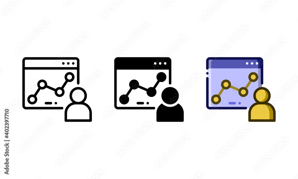 Website visitor icon. With outline, glyph, and filled outline styles Website visitor icon. With outline, glyph, and filled outline styles