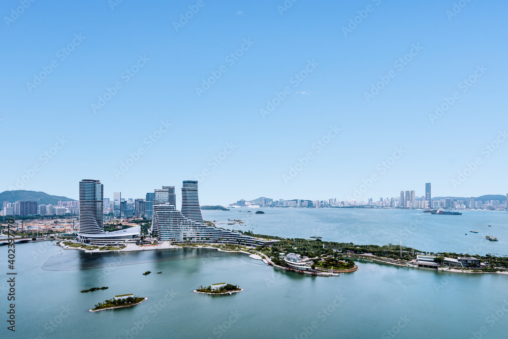 High view of CBD in Xiamen, Fujian, China