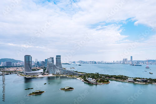 High view of CBD in Xiamen, Fujian, China