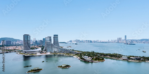 Fotografie High view of CBD in Xiamen, Fujian, China