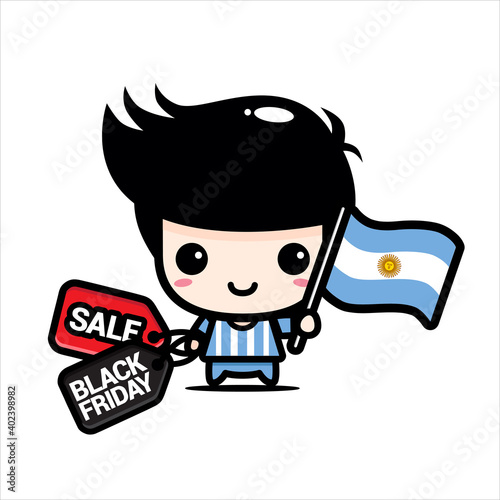 black friday celebration cute character vector design