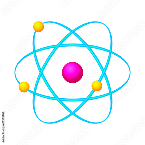 Quantum physical structure of an atom. Vector illustration.