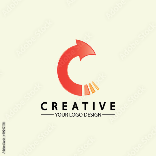 Letter C arrow logo icon vector illustration  design template