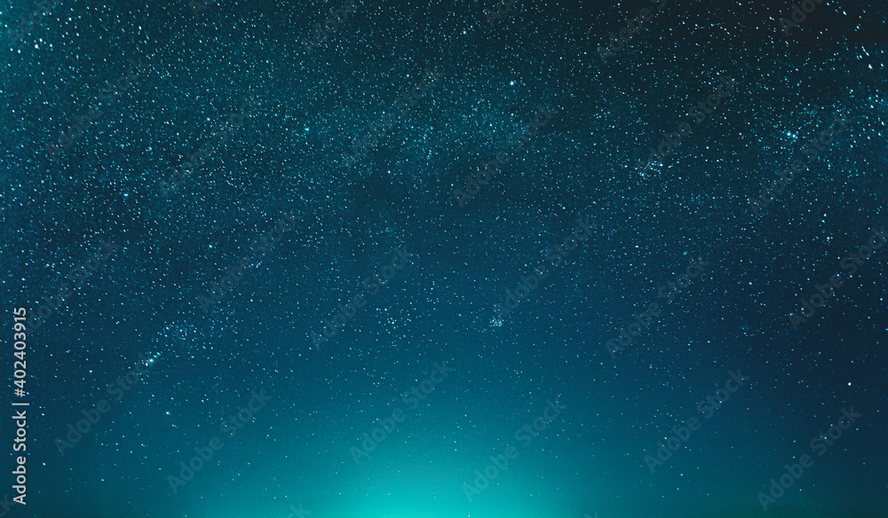Night Sky Glowing Stars Background Backdrop With Sky Gradient. Colourful Night Starry Sky In Blue Aquamarine Colors Night Sky Glowing Stars Background Backdrop With Sky Gradient. Colourful Night Starry Sky In Blue Aquamarine Colors