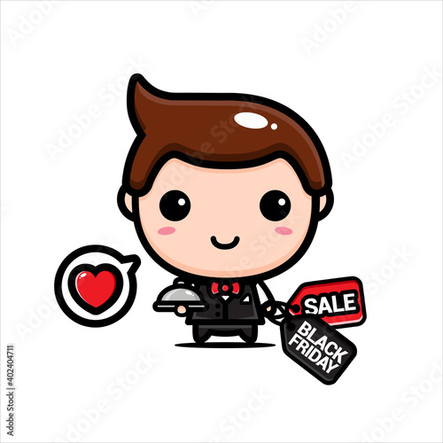 black friday celebration cute character vector design