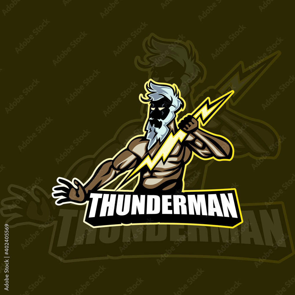 Thunder mascot logo design vector, Thunder logo, Thunder man logo Thunder mascot logo design vector, Thunder logo, Thunder man logo