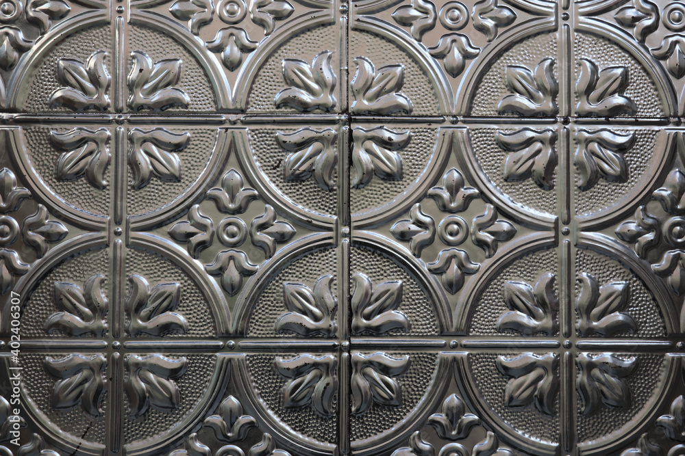 テクスチャー メタリックな花の模様の壁面 texture of metallic flower pattern テクスチャー メタリックな花の模様の壁面 texture of metallic flower pattern