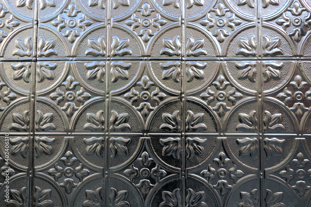 テクスチャー メタリックな花の模様の壁面 texture of metallic flower pattern テクスチャー メタリックな花の模様の壁面 texture of metallic flower pattern