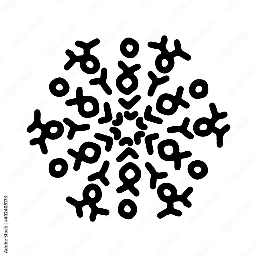 Abstract mandala ornament. Snowflake pattern. Black and white authentic background. Vector illustration. Abstract mandala ornament. Snowflake pattern. Black and white authentic background. Vector illustration.