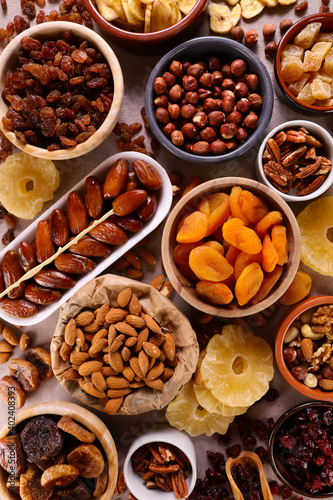 collection of dried fruits- top view