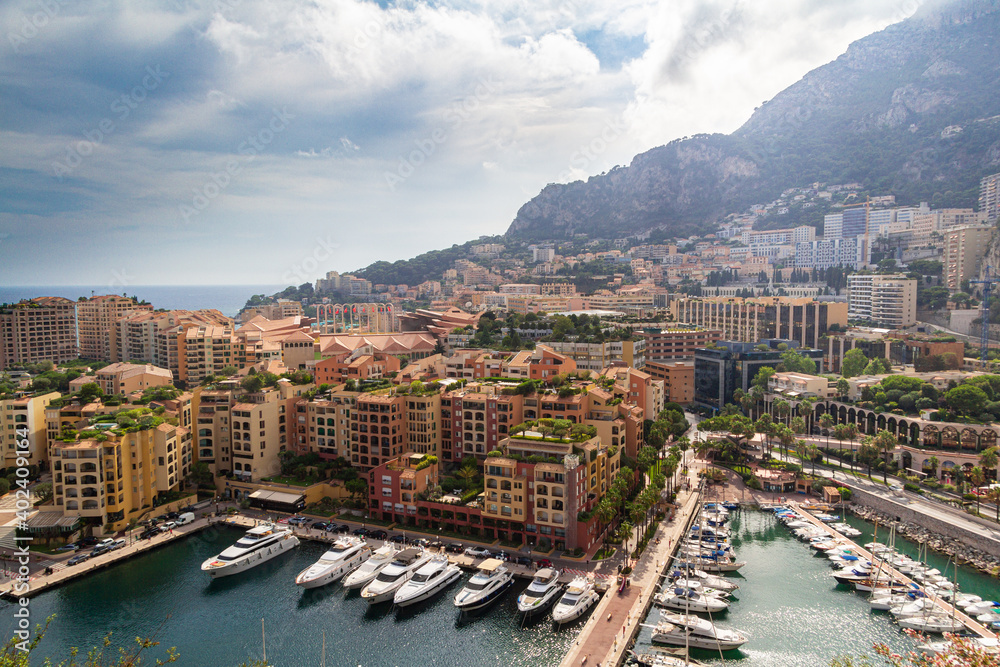 Monaco buildings and yachts in port