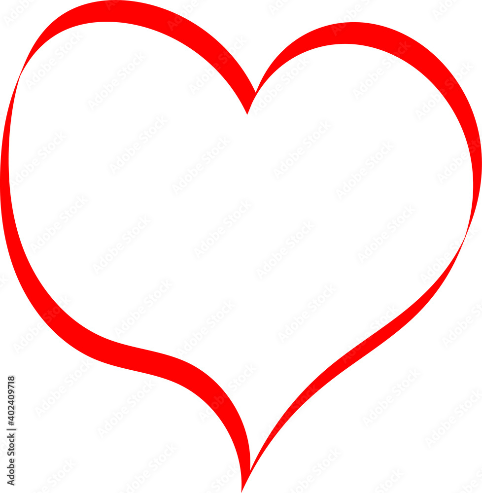 Heart - vector drawing, symbol of love. Red sign and emblem for Valentine's Day, a beautiful template for a card for the wedding.