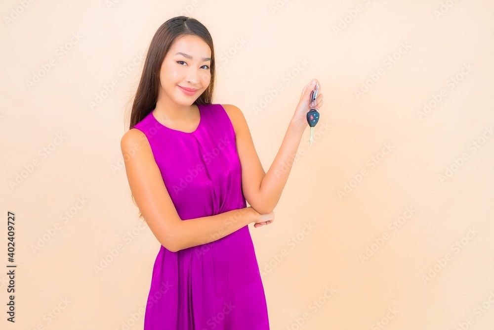 Portrait beautiful young asian woman with car key Portrait beautiful young asian woman with car key