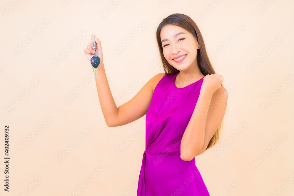 Portrait beautiful young asian woman with car key Portrait beautiful young asian woman with car key