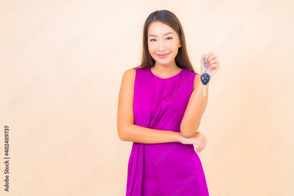 Portrait beautiful young asian woman with car key Portrait beautiful young asian woman with car key