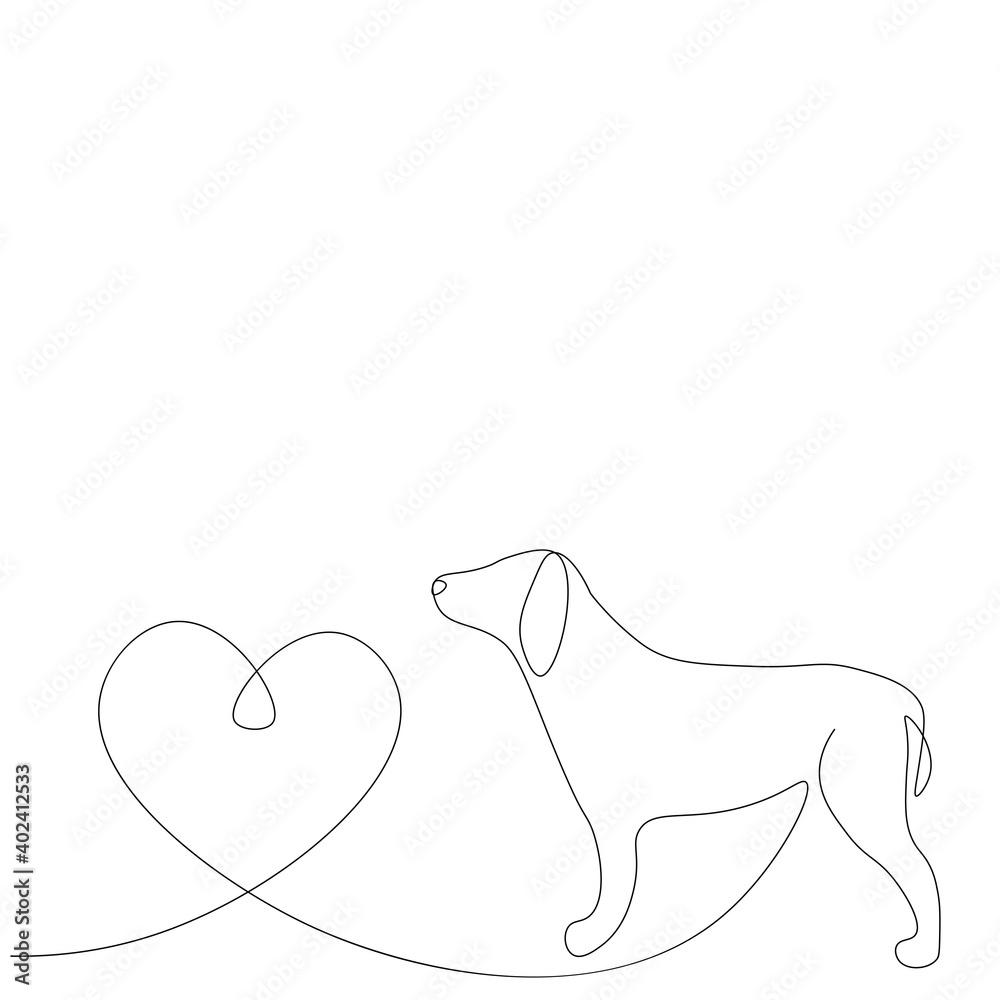 Valentines day background with dog vector illustration