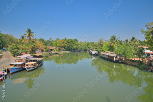 Aerial view of kumarakom backwaters in Kerala. 