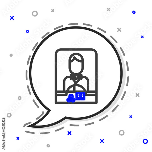 Line Casino dealer icon isolated on white background. Casino croupier. Colorful outline concept. Vector Illustration.