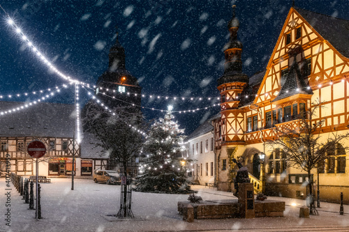 winterstimmung weihnachtlich Rathaus Harzgerode
