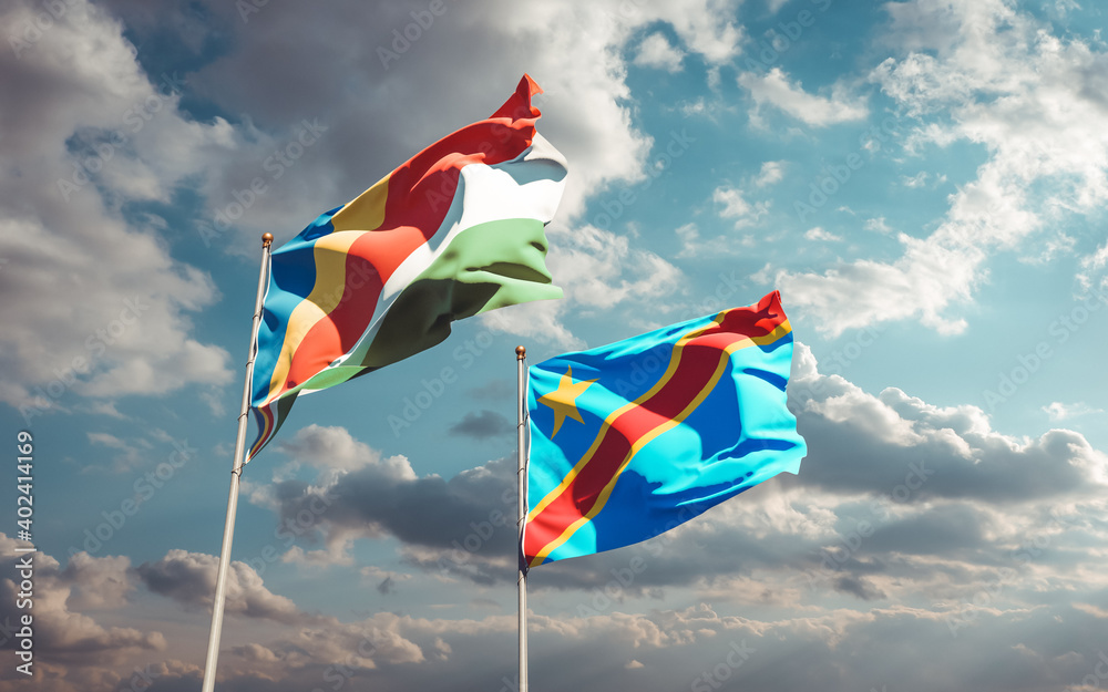 Flags of Seychelles and DR Congo. Flags of Seychelles and DR Congo.