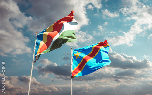 Flags of Seychelles and DR Congo. © Leo Altman