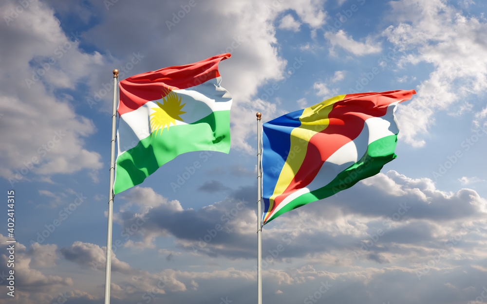 Flags of Kurdistan and Seychelles.