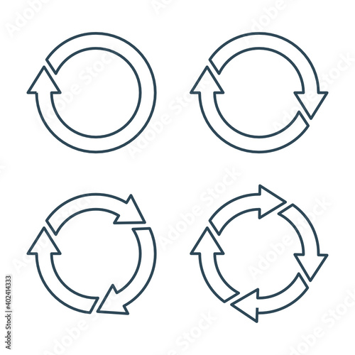 Circle arrows set isolate on white background.