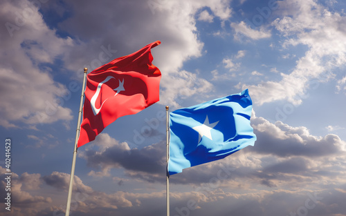 Flags of Somalia and Turkey.