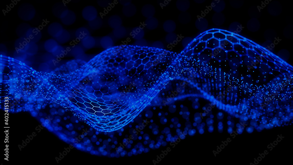 Big Data Vizualisation concept. Information represented as a High Tech Futuristic Particle Network. Abstract background. 3D render Big Data Vizualisation concept. Information represented as a High Tech Futuristic Particle Network. Abstract background. 3D render