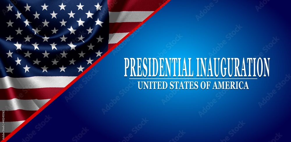 USA Presidential Inauguration Day on January 20th 2021 vector banner with USA flag USA Presidential Inauguration Day on January 20th 2021 vector banner with USA flag