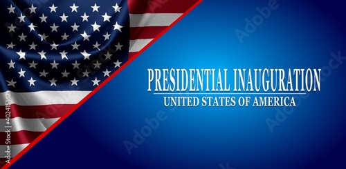 USA Presidential Inauguration Day on January 20th 2021 vector banner with USA flag photo