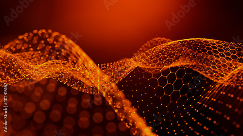 Medical Innovation concept. Scientific information represented as a High Tech Futuristic Particle Network. Abstract background. 3D render