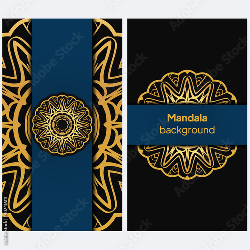 template with floral Mandala ornament. Lace pattern with hand drawn striped colorful Mandala. Vector illustration