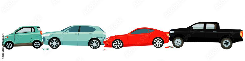 Auto-Unfall – isoliert auf weißem Hintergrund. – Vektor Illustration Auto-Unfall – isoliert auf weißem Hintergrund. – Vektor Illustration