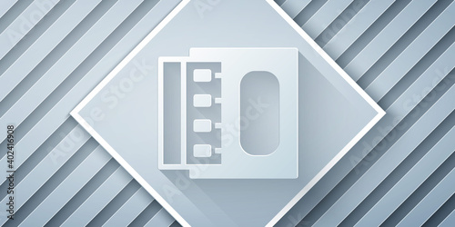 Paper cut Open matchbox and matches icon isolated on grey background. Paper art style. Vector.