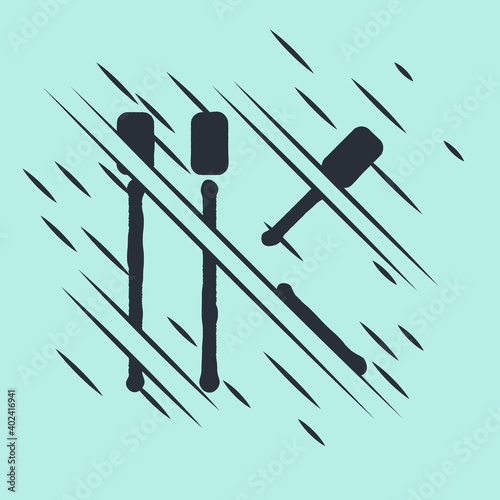 Black Matches icon isolated on green background. Glitch style. Vector.
