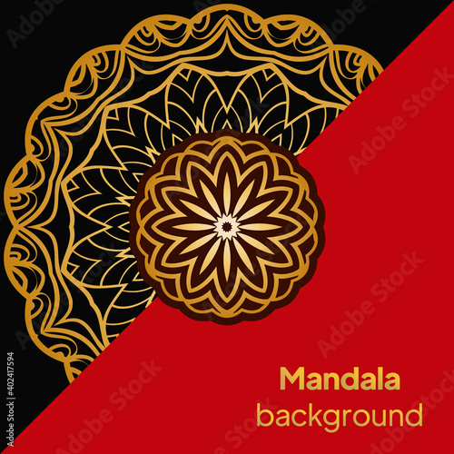 template with floral Mandala ornament. Lace pattern with hand drawn striped colorful Mandala. Vector illustration