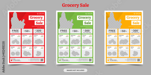 Grocery Sale Delivery Service Flyer Template Grocery store, Shopping, Supermarket, Fresh food, Home delivery, Ordering, Sale concept Layout