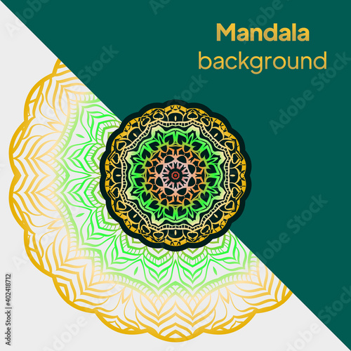 Vector mandala floral background for greeting invitation card, design element. Place for text.