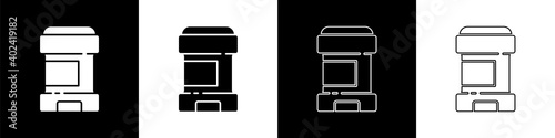 Set Antiperspirant deodorant roll icon isolated on black and white background. Cosmetic for body hygiene. Vector.
