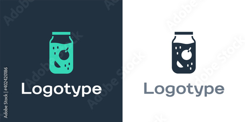 Logotype Jam jar icon isolated on white background. Logo design template element. Vector.