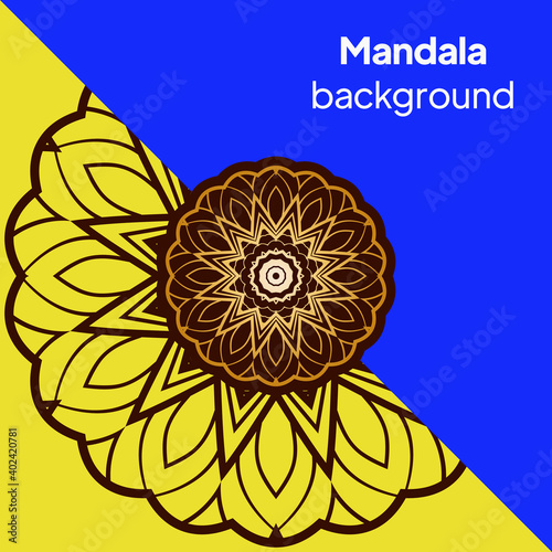 Yoga Card Template With Mandala Pattern. For Business Card, Fitness Center, Meditation Class. Vector Illustration.